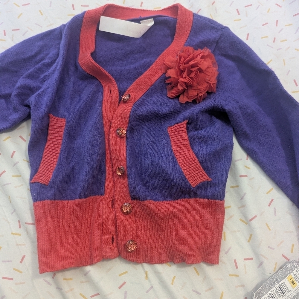Cherokee Purple Cardigan with Red Trim
